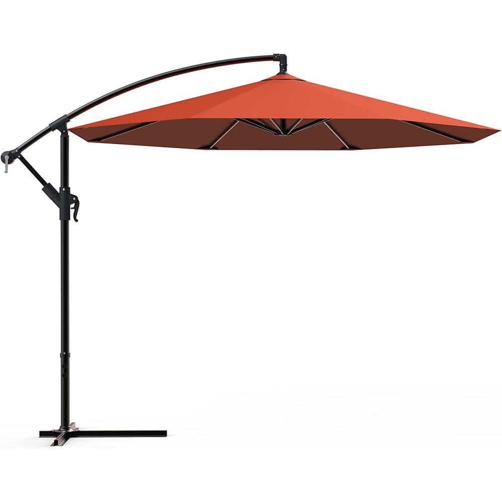 Yangming 12 ft. Aluminum Cantilever Market Patio Umbrella in Red