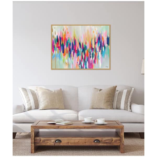 Sylvie "Brushstroke 154 Horizontal" by Ettavee Bright Gold Framed Art Print 42 in. x 32 in.