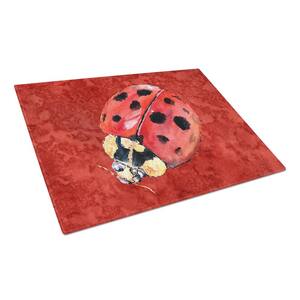 Lady Bug on Deep Red Tempered Glass Large Cutting Board