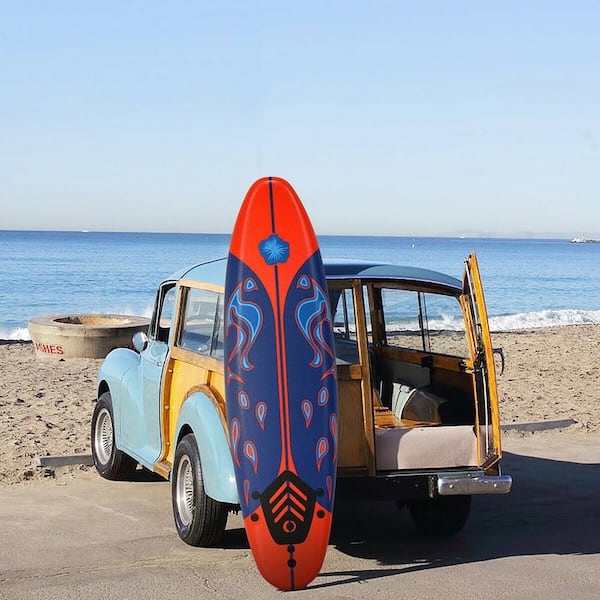 Costway 72 in. Red Surfboard Foamie Body Surfing Board W/3