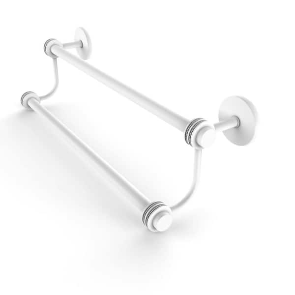 Allied Brass Satellite Orbit Two 24 in. Wall Mounted Double Towel Bar with Dotted Accent in Matte White
