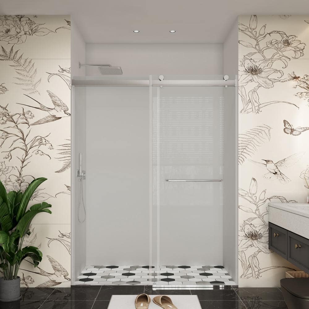 60 in. W x 76 in. H Double Sliding Frameless Bypass Bath Shower Door in Chrome with Easy-Clean Clear Glass price history on PriceWatchPro