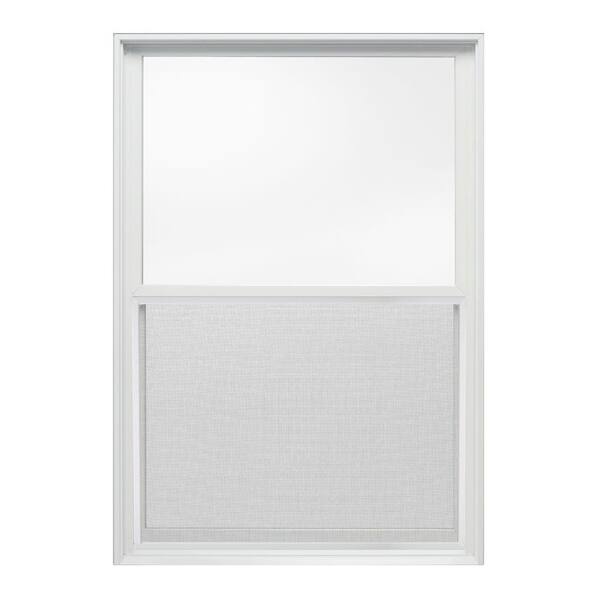 JELD-WEN 33.375 in. x 48 in. W-2500 Series White Painted Clad Wood Double Hung Window w/ Natural Interior and Screen