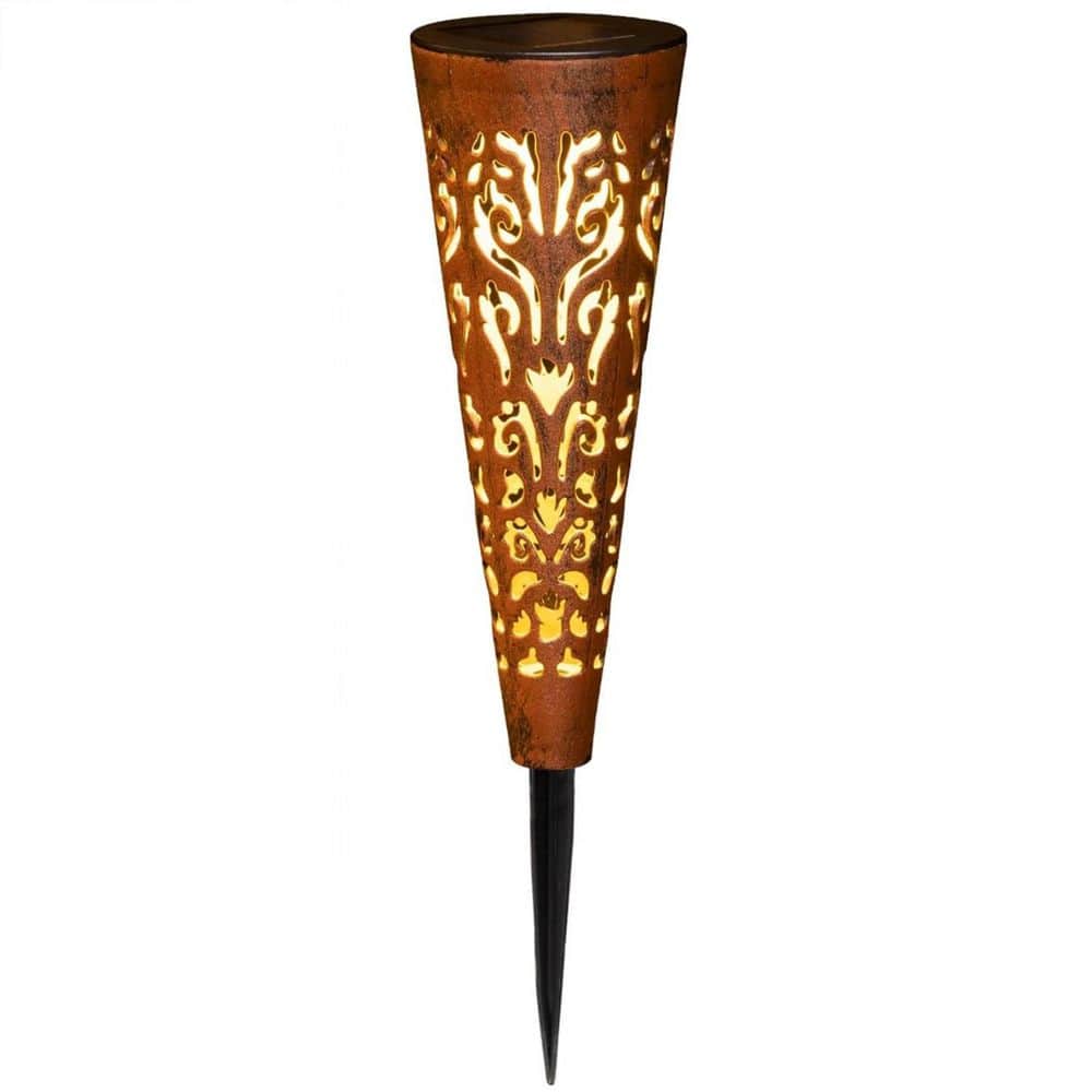 12.6 in. Vintage Copper ABS Solar Garden Lights-Garden Torch