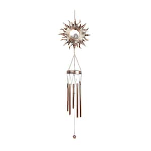 42 in. Solar Wind Chimes, Sun Wind Chime Outdoor Clearance with Glowing Crackle Glass LED for Outside Waterproof
