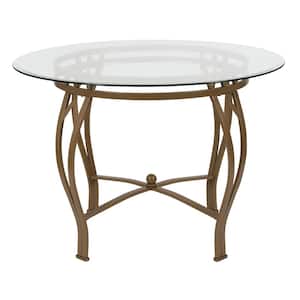 Clear Top/Matte Gold Frame Dining Table