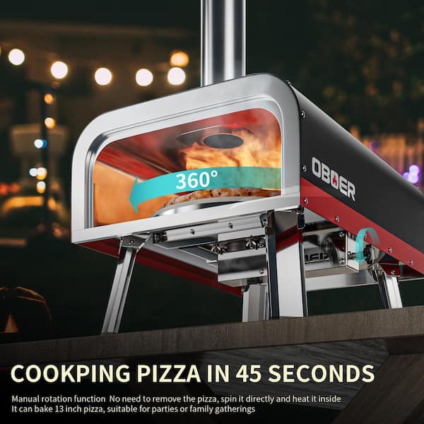 16 in. Wood Propane Charcoal Pellet Combo Outdoor Pizza Oven in Black
