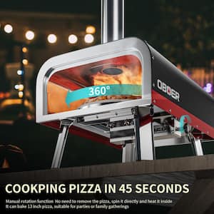 13 in. Wood/Propane/Charcoal/Pellet Combo Outdoor Pizza Oven in Red
