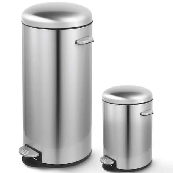 Innovaze 8 gal./30 Liter Stainless Steel Round Step-on Trash Can for Kitchen