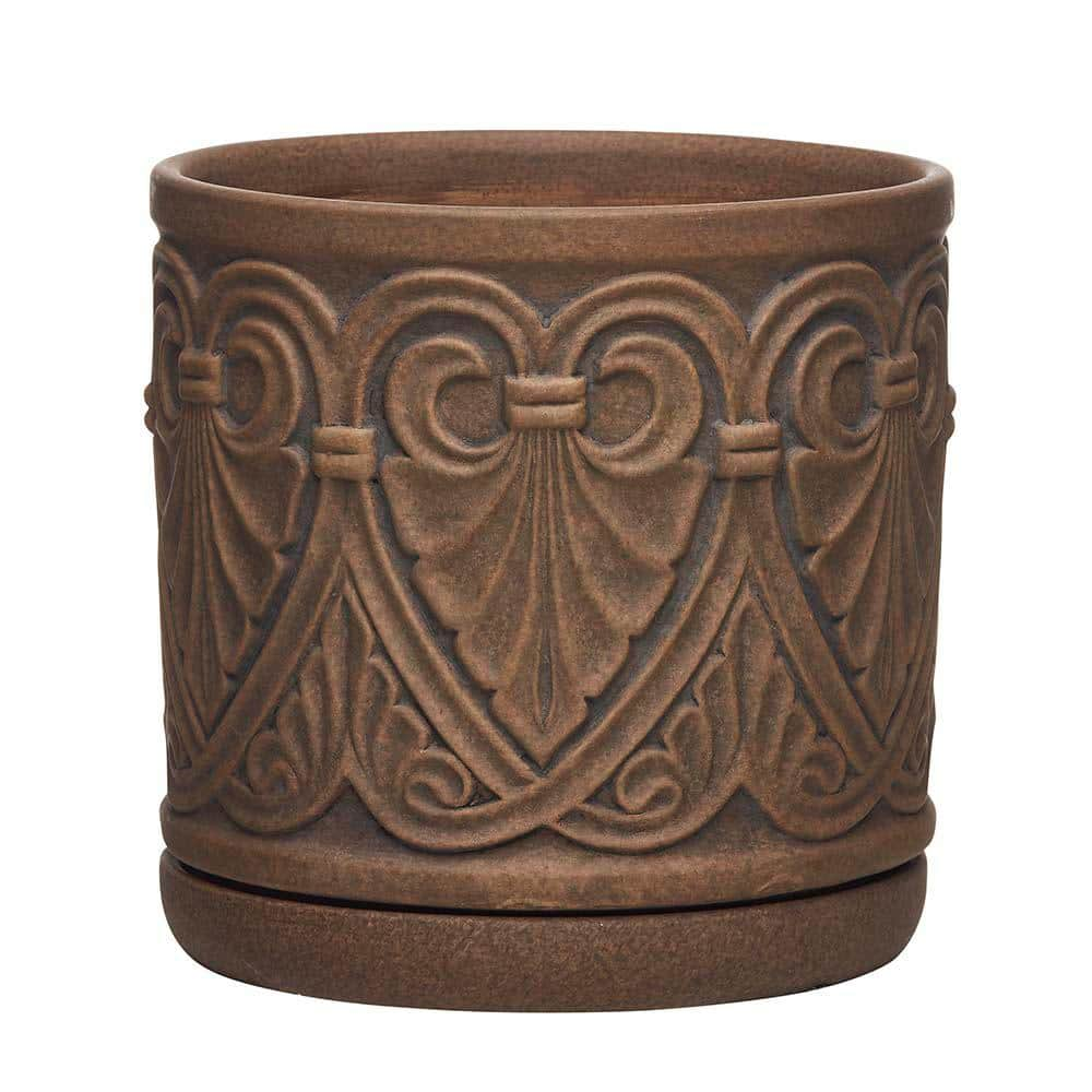 Brown Stain Pot Cover for 12'' Pot - Potomac Floral Wholesale