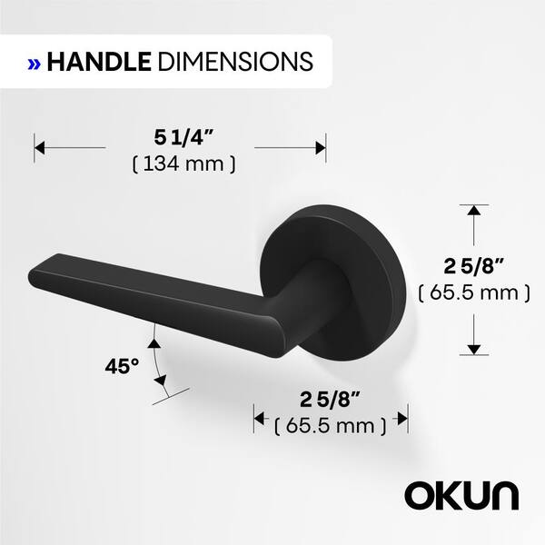 Okun Halo Metal Matte Black Passage Hall/Closet Flat Door Handle