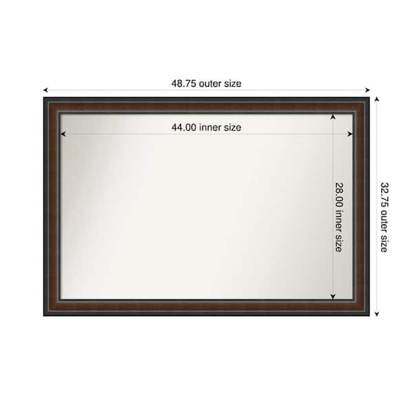 Cyprus Walnut 48.75 in. x 32.75 in. Custom Non-Beveled Wood Framed Bathroom Vantiy Wall Mirror