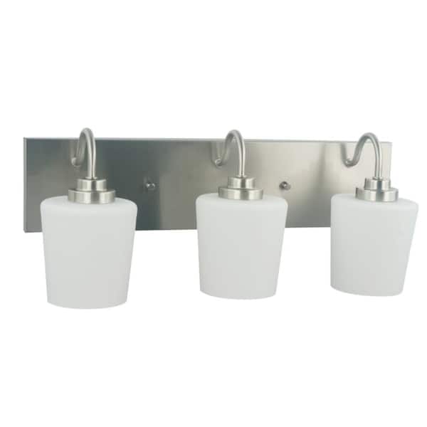 GMGSROM 20 in. 3-Light Silver Vanity Light with White Glass Shade
