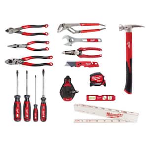 Electricians 9 in. Lineman's Cutting Pliers with Crimper and Bolt Cutter with Screwdriver Hand Tool Set (16-Piece)
