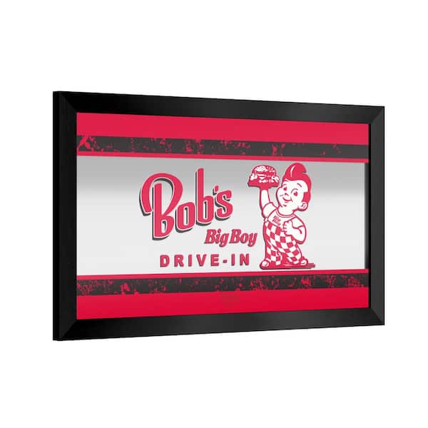 Unbranded Bob's Big Boy Vintage 26 in. W x 15 in. H Wood Black Framed Mirror
