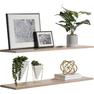 36 in. W x 0.5 in. H x 10 in. D Light Oak Floating Decorative Wall Shelf (2-Pack)