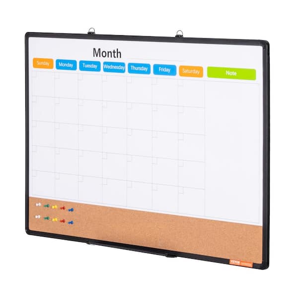 SKYSHALO 36 in. L x 24 in. W Whiteboard and Cork Board Combo with Aluminum Frame-2-in-1 Magnetic Dry Erase Framed Memo Board