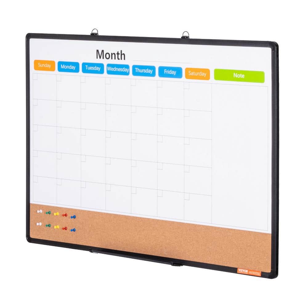 36" x 24" Black Aluminum Framed Magnetic Calendar Board