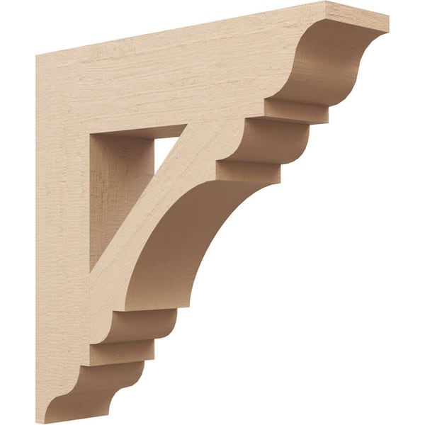 Ekena Millwork 5.5 in. x 24 in. x 24 in. Olympic Traditional Rough Cedar Woodgrain Timberthane Polyurethane Bracket, Primed Tan