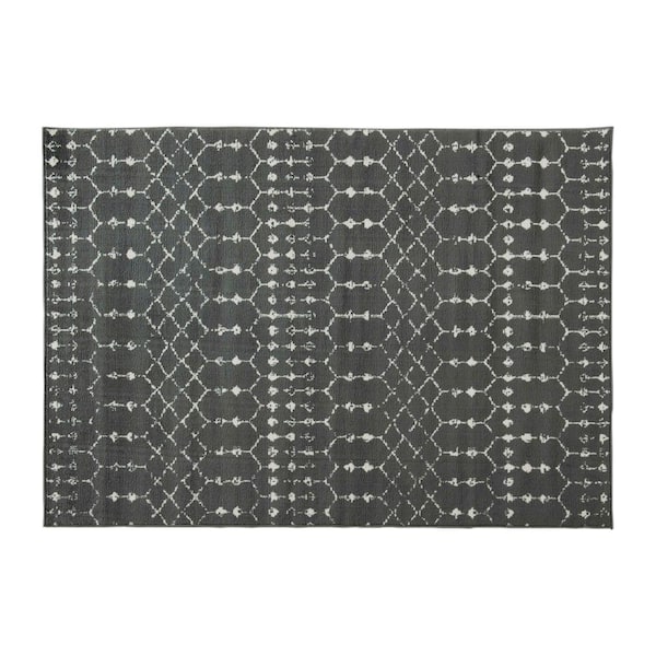 TAYLOR + LOGAN Dark Gray/Ivory 5' x 7' Polyester Area Rug