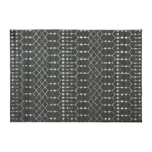 Dark Gray/Ivory 5' x 7' Polyester Area Rug