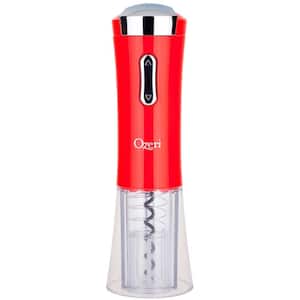 Ozeri Nouveaux Electric Wine Opener with Removable Free Foil Cutter, in Red