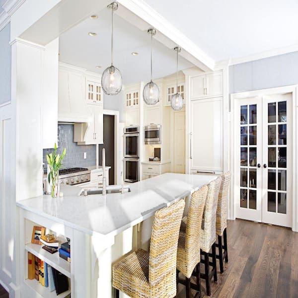 1-Light Brushed Nickel Pendant with Clear Glass