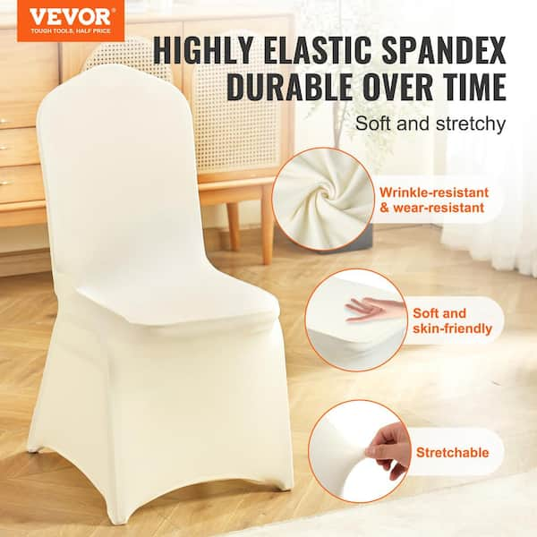 VEVOR Stretch Spandex Folding Chair Covers Universal Fitted Chair Cover Removable Slipcovers Dining 100 PCS Ivory White ZYT100PCSXYSQB001V0 0809 The Home Depot