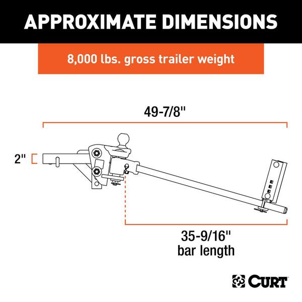 CURT Light-Duty TruTrack Weight Distribution System (5K - 8K lbs., 35-9/16 CURT Light-Duty TruTrack Weight Distribution System (5K - 8K lbs., 35-9/16