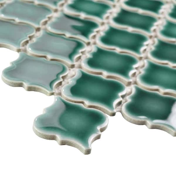 Merola Tile - Hudson Tangier Emerald 12-3/8 in. x 12-1/2 in. Porcelain Mosaic Tile (11.0 sq. ft./Case)
