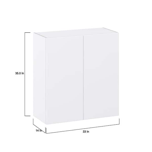 J COLLECTION Fairhope Bright White Slab Assembled Wall Kitchen Cabinet (30 in. W x 35 in. H x 14 in. D)
