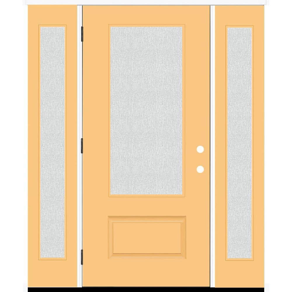 Legacy 64 in. x 80 in. 3/4-Lite Rain Glass RHOS Jackfruit Finish Fiberglass Prehung Front Door with dB 12 in. SL price history on PriceWatchPro