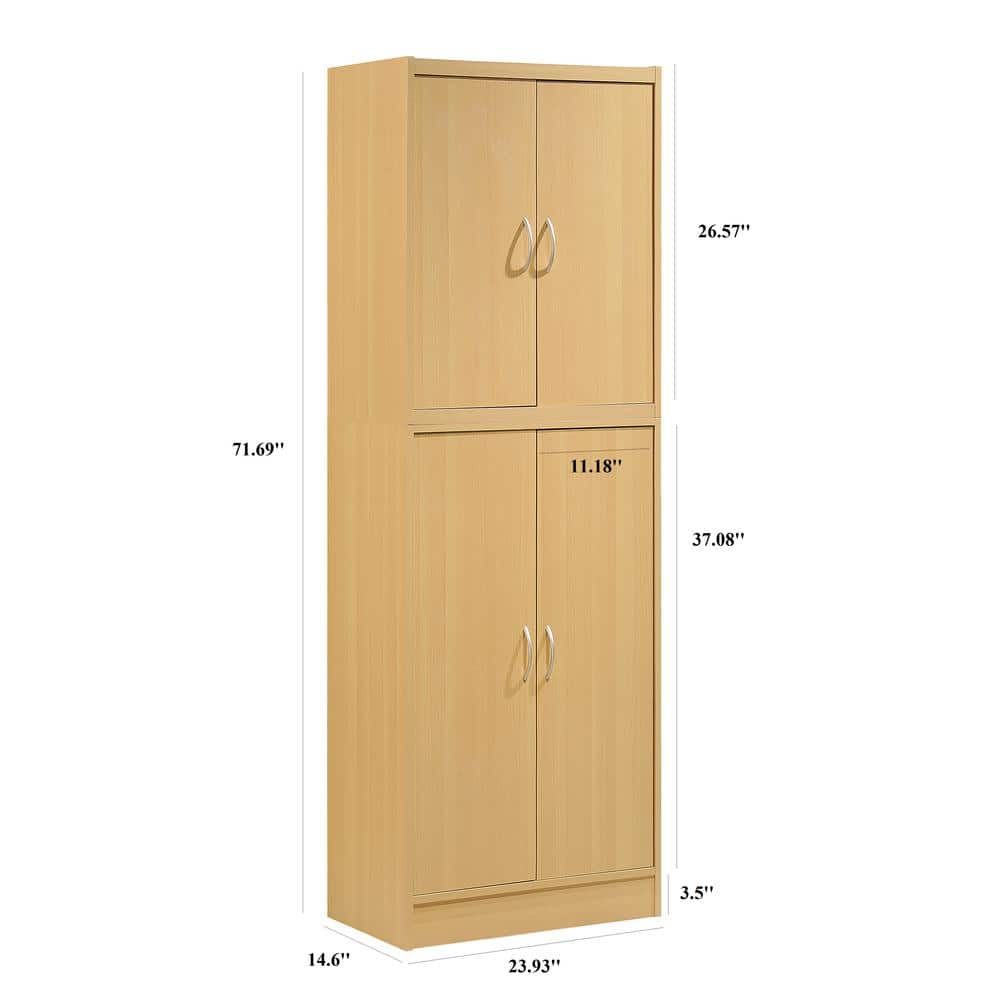 Beech Light Wood Two-Level Kitchen Pantry