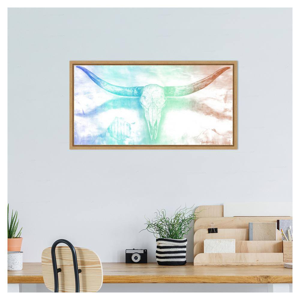 Longhorn Skull Abstract Canvas Print with Maple Frame