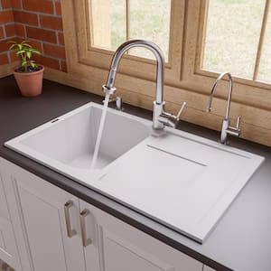 Drop-In Granite Composite 33.88 in. Single Bowl Kitchen Sink in White