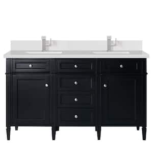 Brittany 60.0 in. W x 23.5 in. D x 34.0 in. H Bathroom Vanity in Black Onyx with White Zeus Silestone Quartz Top