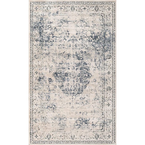 Unique Loom Chateau Hoover Dark Blue 5' 0 x 8' 0 Area Rug