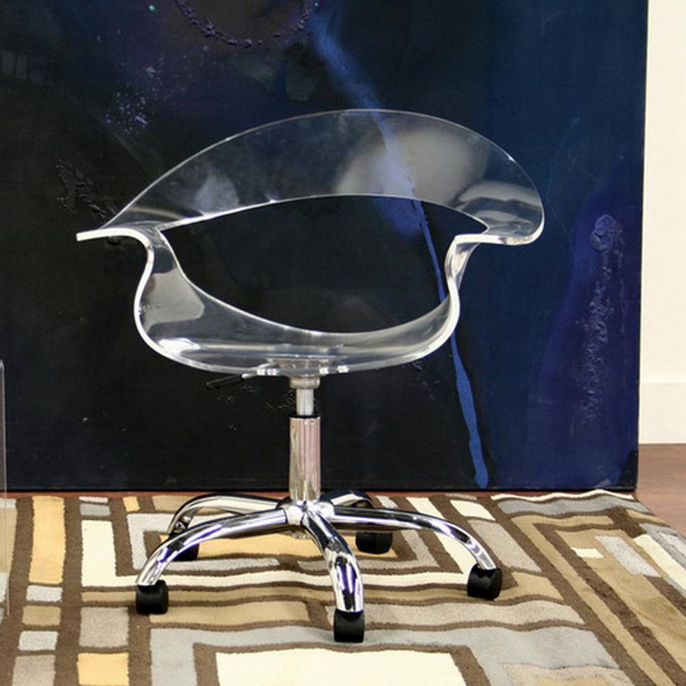 Clear Acrylic Adjustable Swivel Office Chair with Chrome Base