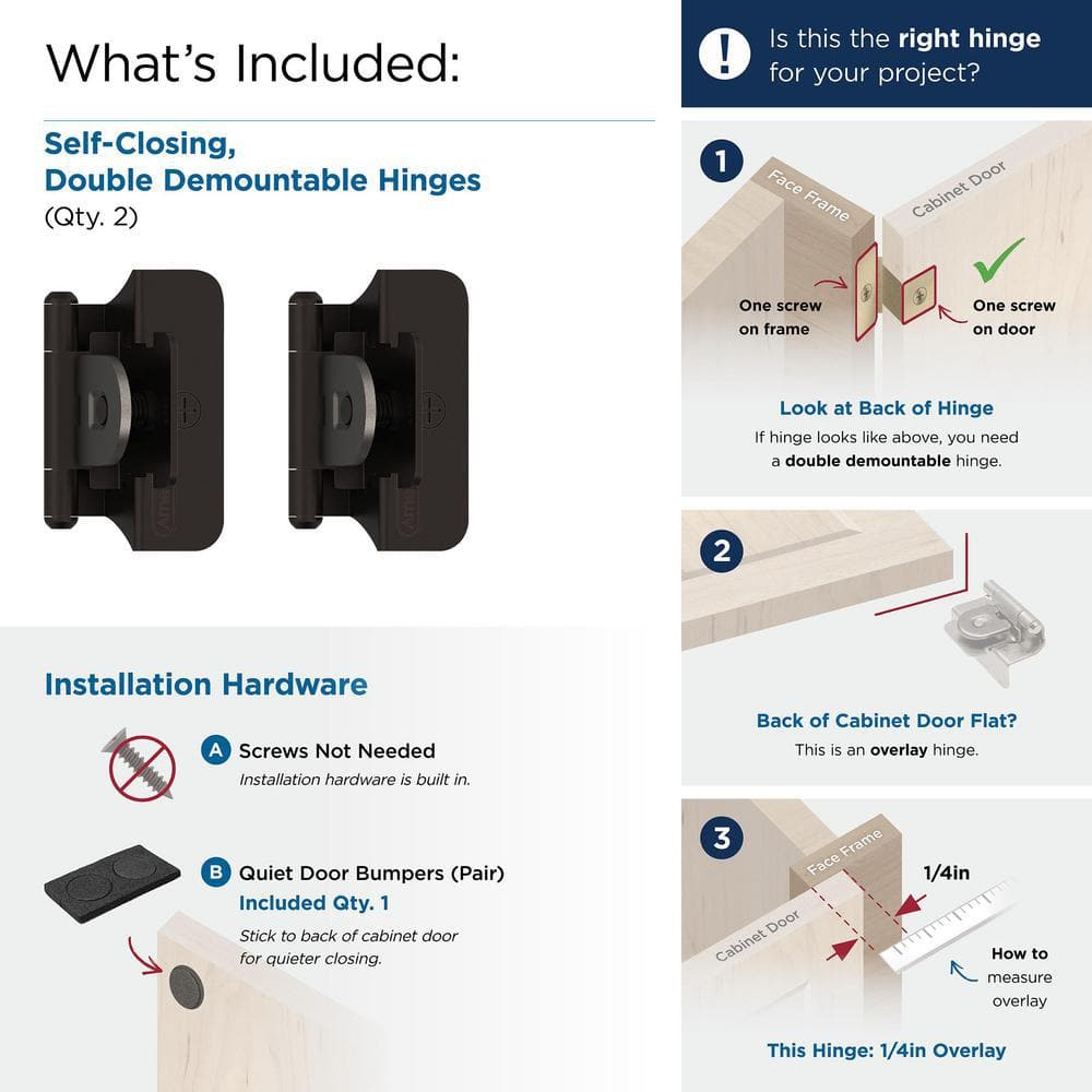 Oil Rubbed Bronze Frameless Cabinet Hinges - 2 Pack