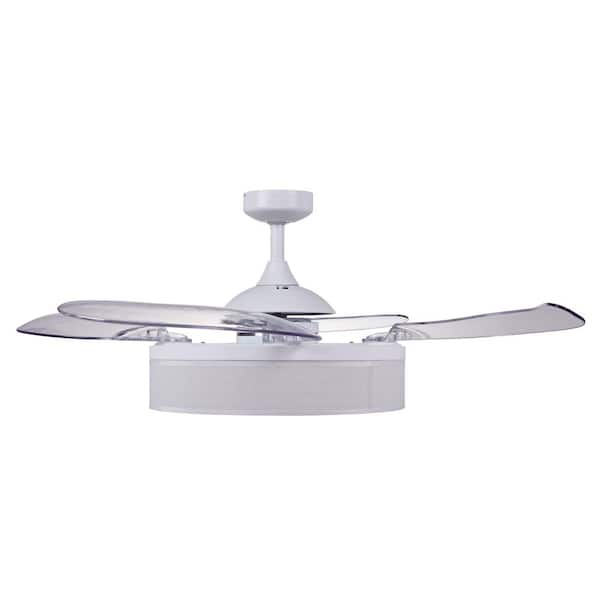 Fraser 48 in. White and Transparent AC Ceiling Fan with Light