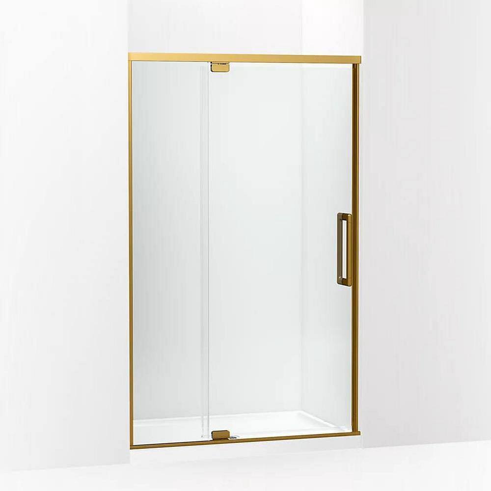 Statement 48 in. W x 76 in. H Pivot Framed Shower Door in Brass Finish with Clear Glass price history on PriceWatchPro