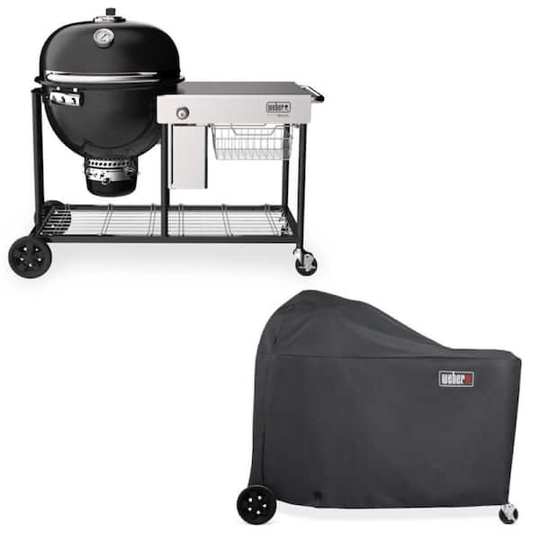 24 in. Summit Kamado S6 Charcoal Grill Center in Black with Grill Cover