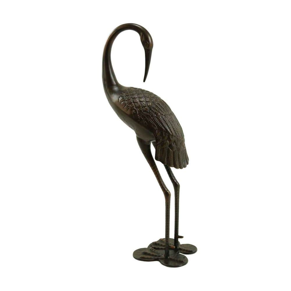 38.5 in. Tall Indoor Outdoor Garden Sculpture, Aluminum Crane Statue Yard A