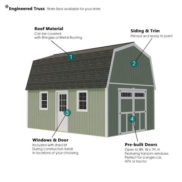 Best Barns Pinewood 28 ft. x 14 ft. Wood Storage Building 