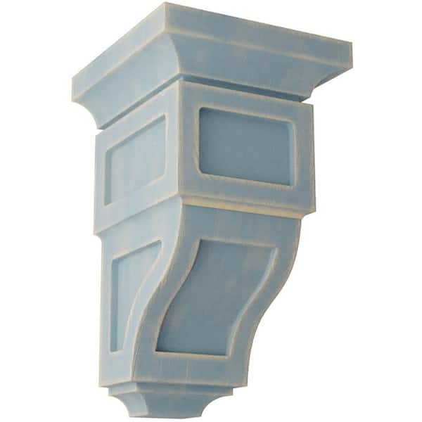 Ekena Millwork 3-1/2 in. x 6 in. x 3-3/4 in. Driftwood Blue Mini Reyes Wood Vintage Decor Corbel