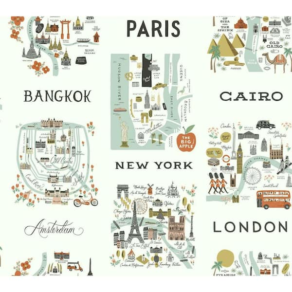 RIFLE PAPER CO. 60.75 sq. ft. City Maps Wallpaper