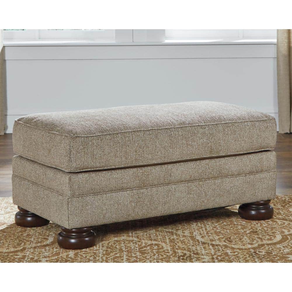 Chenille Oatmeal Plush Ottoman 42"W x 24"D - Earthy Elegance