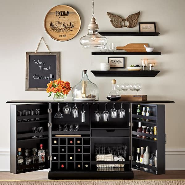Home Decorators Collection Jamison Black Bar with Expandable Storage  SK18215A - The Home Depot