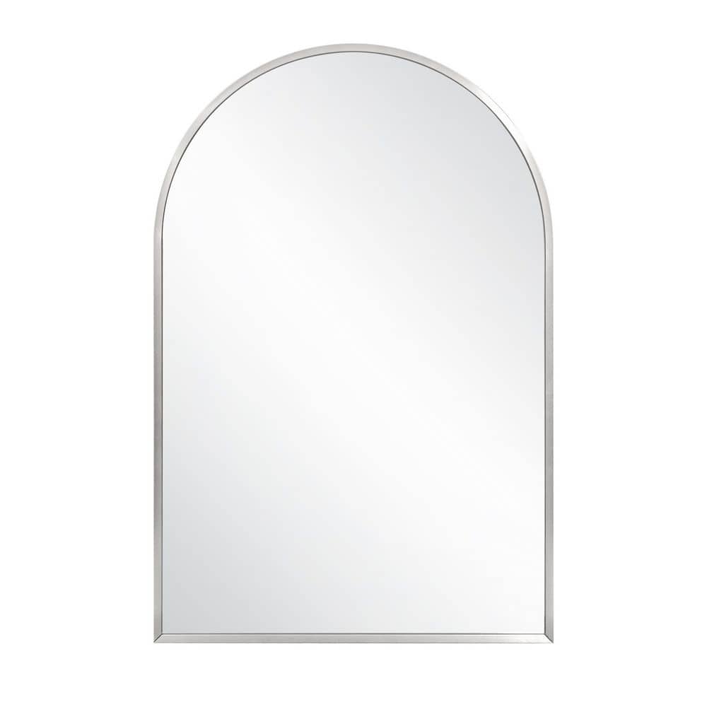 Maeve 20 in. W x 30 in. H Medium Rectangular Arched Brushed Silver Framed D