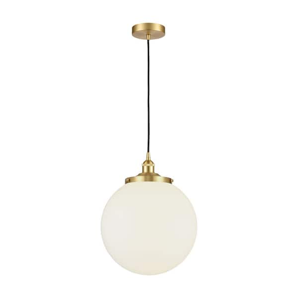 Innovations Beacon 100-Watt 1-Light Satin Gold Standard Mini Pendant Light with Painted Glass Shade, No Bulbs Included